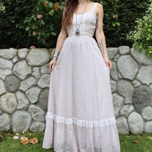 🌸Vintage 1970s GUNNE SAX Summer Sundress Maxi Apron Tie Dress